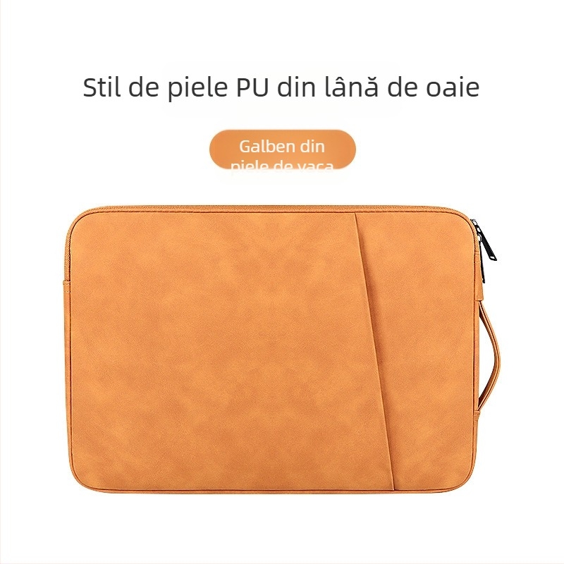 Husă pentru laptop cu căptușeală PU în textură piele de oaie — impermeabilă, ultra-ușoară, rezistentă la uzură și protecție a marginilor, pentru MacBook