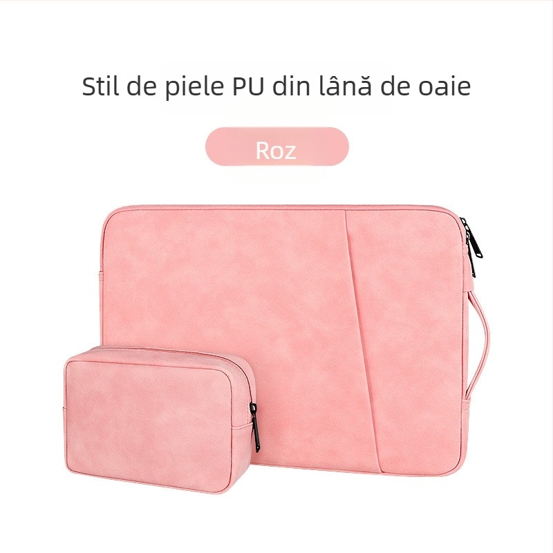 Husă pentru laptop cu căptușeală PU în textură piele de oaie — impermeabilă, ultra-ușoară, rezistentă la uzură și protecție a marginilor, pentru MacBook