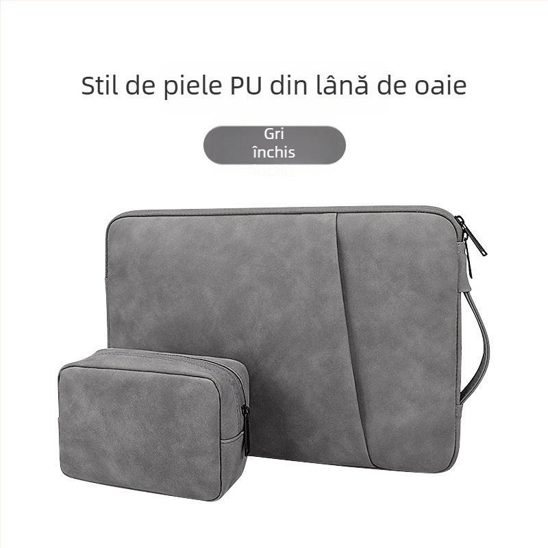 Husă pentru laptop cu căptușeală PU în textură piele de oaie — impermeabilă, ultra-ușoară, rezistentă la uzură și protecție a marginilor, pentru MacBook