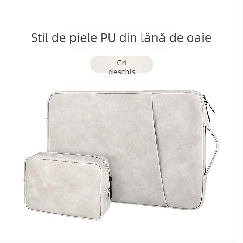 Husă pentru laptop cu căptușeală PU în textură piele de oaie — impermeabilă, ultra-ușoară, rezistentă la uzură și protecție a marginilor, pentru MacBook