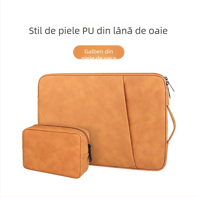 Husă pentru laptop cu căptușeală PU în textură piele de oaie — impermeabilă, ultra-ușoară, rezistentă la uzură și protecție a marginilor, pentru MacBook