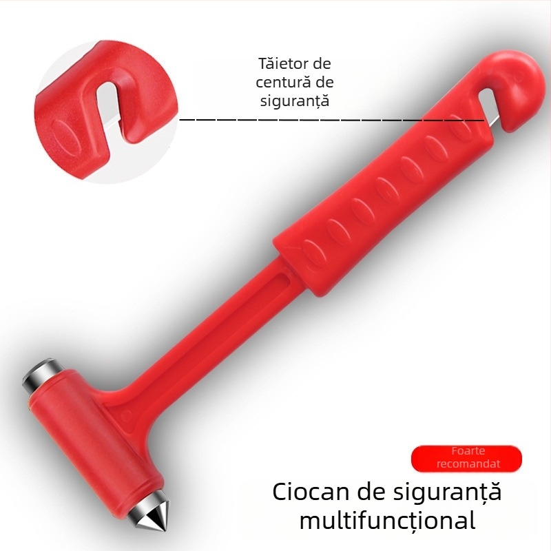 Cioc auto multifuncțional de siguranță, 4 în 1, cu cioc de spargere a geamului și unealtă de evadare; Kemiller; material plastic + metal; greutate 0,2 kg; personalizare disponibilă; etichetă privată licențiată