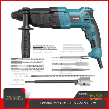 Hengpeng ciocan fuzor electric – 220V, alimentare la priză, 3 moduri: găurire cu ciocan / găurire plată / daltă