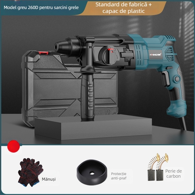 Hengpeng ciocan fuzor electric – 220V, alimentare la priză, 3 moduri: găurire cu ciocan / găurire plată / daltă