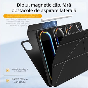 Carcasă Benwis pentru iPad Air 5/6 și Pro 13 – TPU, magnetic, antișoc, suport (stativ), funcție de somn