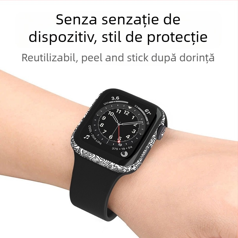 Film protector cu acoperire totală pentru Apple Watch iWatch – PVC film de spate, etichetă de cadru, compatibil cu Seriile 3/SE/4/5