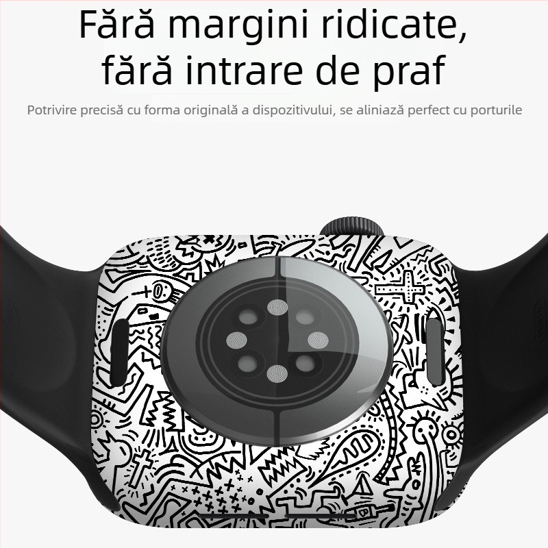 Film protector cu acoperire totală pentru Apple Watch iWatch – PVC film de spate, etichetă de cadru, compatibil cu Seriile 3/SE/4/5