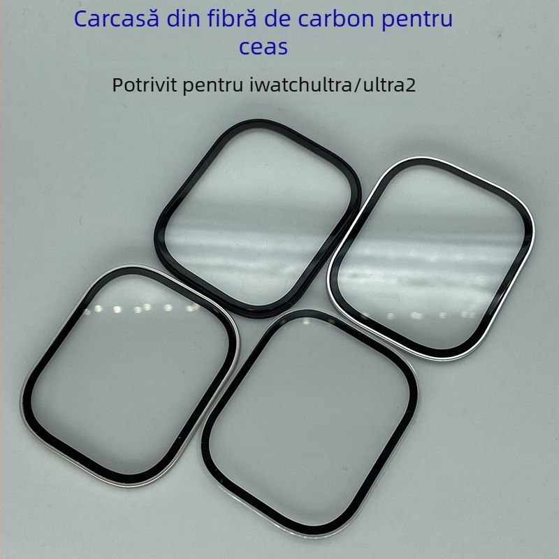 Protecție pentru ecran Apple Watch Ultra din sticlă temperată, cadru din fibră de carbon și protecție integrată