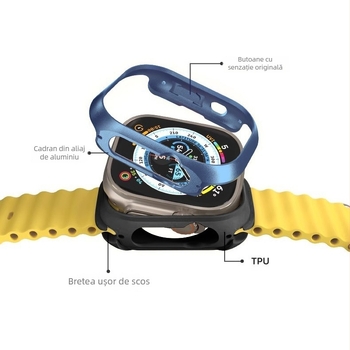 Carcasă metalică pentru Apple iWatch – design două în unu, construcție din aliaj aluminiu-titan, material TPU-metal