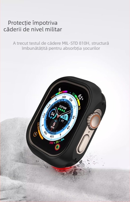 Carcasă metalică pentru Apple iWatch – design două în unu, construcție din aliaj aluminiu-titan, material TPU-metal