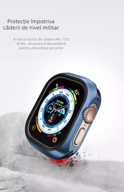 Carcasă metalică pentru Apple iWatch – design două în unu, construcție din aliaj aluminiu-titan, material TPU-metal