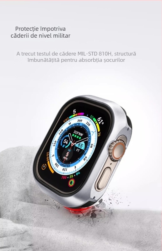 Carcasă metalică pentru Apple iWatch – design două în unu, construcție din aliaj aluminiu-titan, material TPU-metal