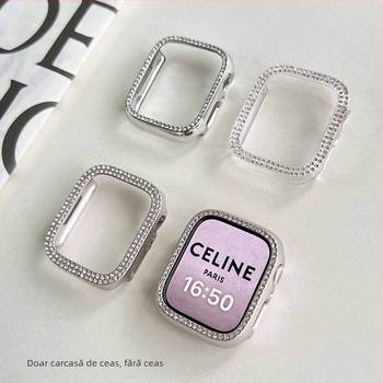 Carcasă pentru Apple Watch 9 cu cadru din diamant, protecție Ultra2, compatibilă cu S10/S7/S5/S3.