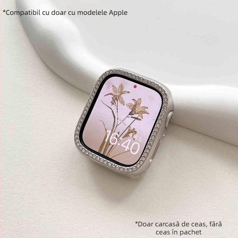 Carcasă pentru Apple Watch 9 cu cadru din diamant, protecție Ultra2, compatibilă cu S10/S7/S5/S3.