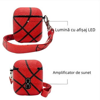 Caz protectie AirPods pentru 1/2/3/4 Pro/2 – Model cu bile, Carcasă PU rigidă, Design embosat, Compatibil Apple
