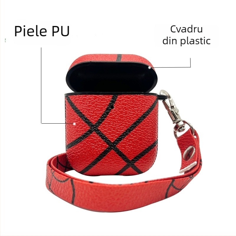 Caz protectie AirPods pentru 1/2/3/4 Pro/2 – Model cu bile, Carcasă PU rigidă, Design embosat, Compatibil Apple