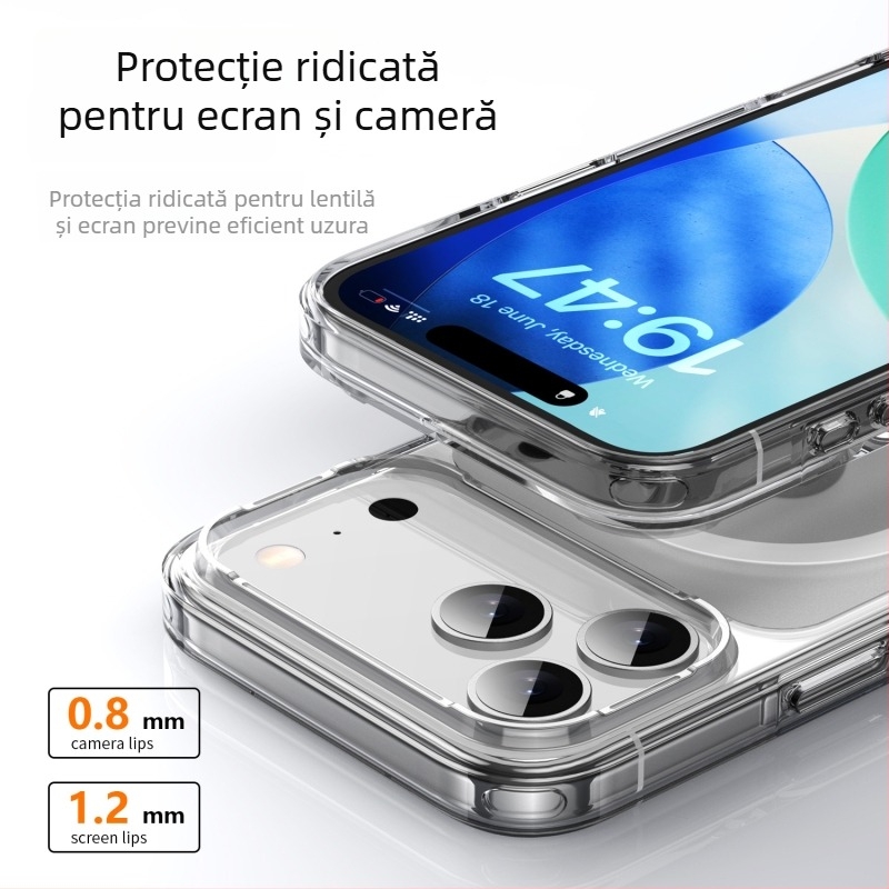 Carcasă TPU transparentă, mată pentru iPhone 12/13/14/12 Pro, antișoc cu airbag încorporat și textură în relief