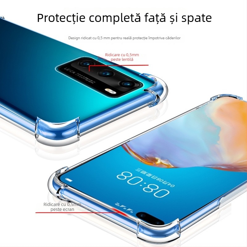 Husă Huawei P40 Pro — acoperire completă, silicon moale, protecție anti-cădere