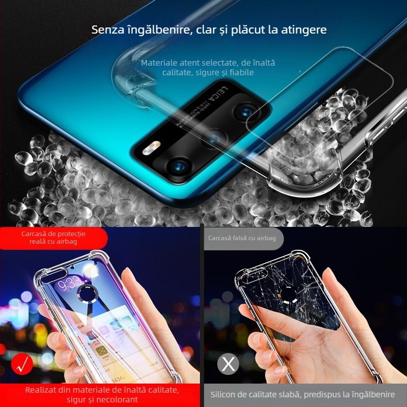 Husă Huawei P40 Pro — acoperire completă, silicon moale, protecție anti-cădere