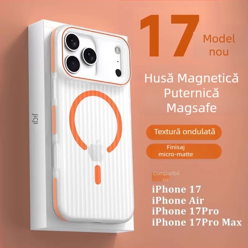 Husa de telefon cu priză magnetică, protecție antișoc, anti-cadere, disipare a căldurii, material mat PC, pentru seria iPhone 12–14 (Ring Gold Horse)