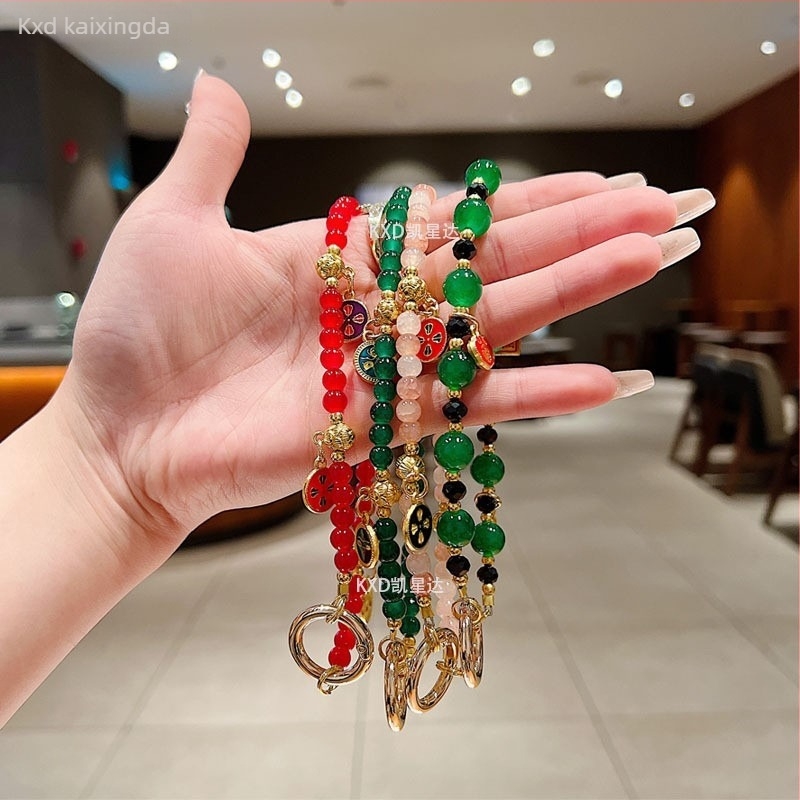 Lanyard pentru telefon din mărgele, lucrat manual, stil chinezesc, pandantiv geometric, PVC material, unisex, multifuncțional