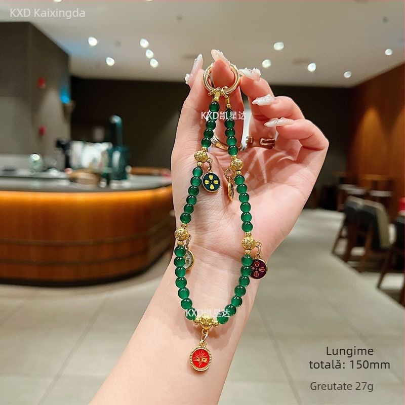 Lanyard pentru telefon din mărgele, lucrat manual, stil chinezesc, pandantiv geometric, PVC material, unisex, multifuncțional