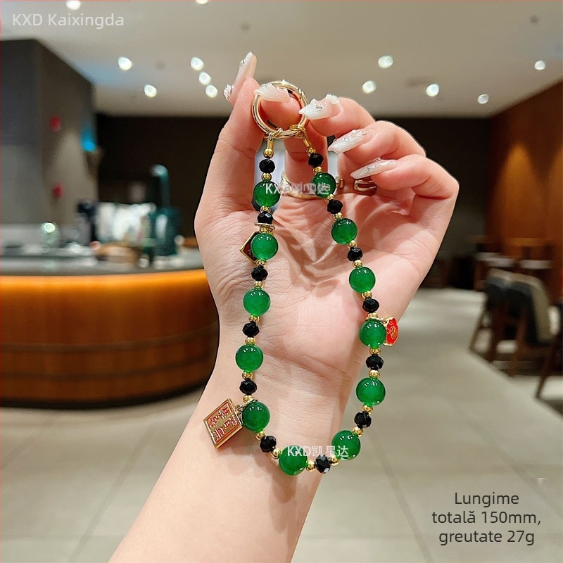 Lanyard pentru telefon din mărgele, lucrat manual, stil chinezesc, pandantiv geometric, PVC material, unisex, multifuncțional