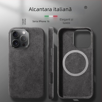 Husă de protecție Alcantara, cu magnet pentru iPhone 16 Pro Max — acoperire completă, protecție împotriva căderilor, disipare a căldurii, anti-amprentă, realizată manual