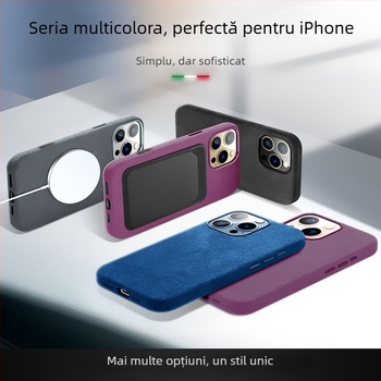 Husă de protecție Alcantara, cu magnet pentru iPhone 16 Pro Max — acoperire completă, protecție împotriva căderilor, disipare a căldurii, anti-amprentă, realizată manual