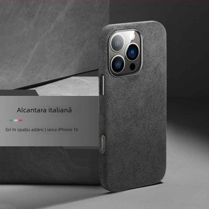 Husă de protecție Alcantara, cu magnet pentru iPhone 16 Pro Max — acoperire completă, protecție împotriva căderilor, disipare a căldurii, anti-amprentă, realizată manual