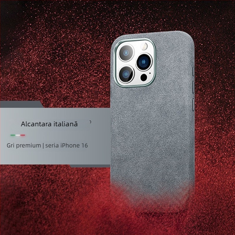 Husă de protecție Alcantara, cu magnet pentru iPhone 16 Pro Max — acoperire completă, protecție împotriva căderilor, disipare a căldurii, anti-amprentă, realizată manual
