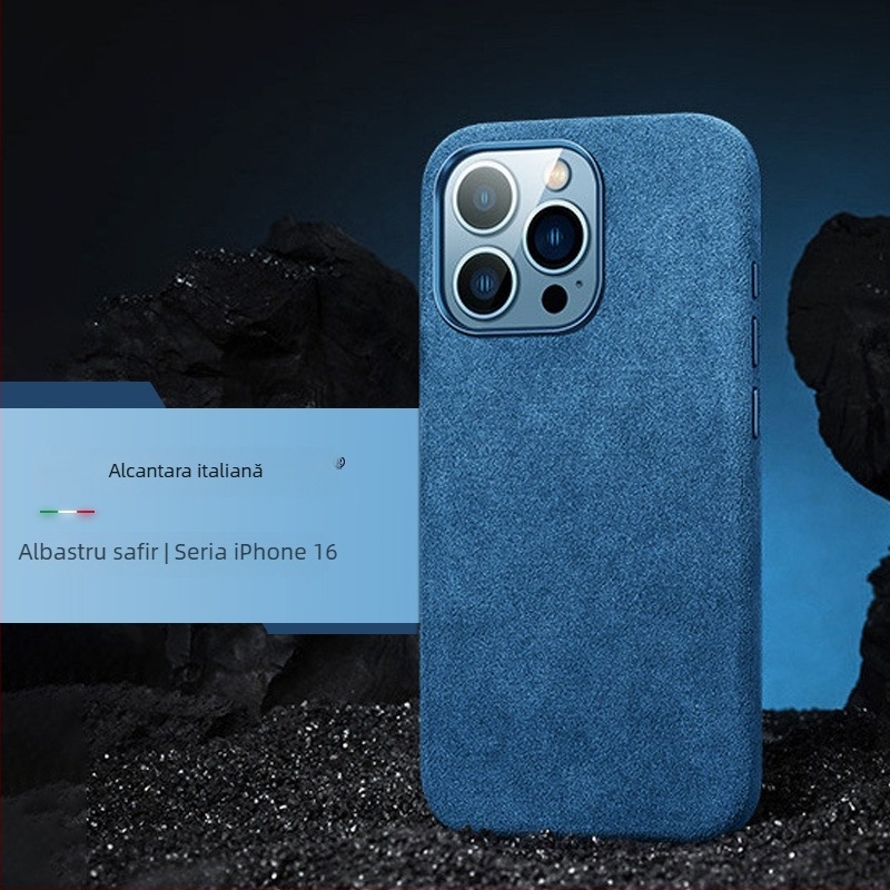 Husă de protecție Alcantara, cu magnet pentru iPhone 16 Pro Max — acoperire completă, protecție împotriva căderilor, disipare a căldurii, anti-amprentă, realizată manual