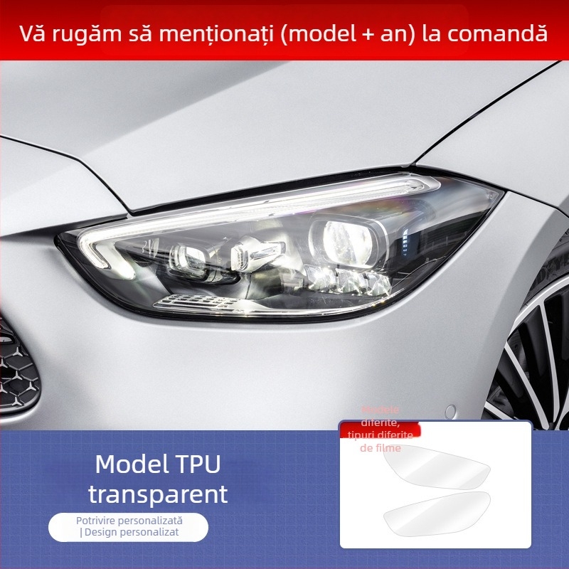 Film TPU pentru faruri Mercedes-Benz, anti-zgârieturi, reparație a zgârieturilor, control al luminii, folie de protecție