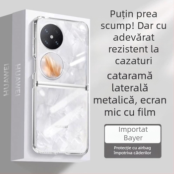Carcasă din silicon dintr-o bucată pentru Huawei Pocket 2/S, compatibilă cu ecranul pliabil și protecția de ecran inclusă — Transparent, protecție anti-cădere completă, disipare a căldurii