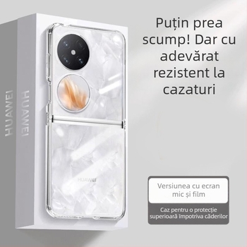 Carcasă din silicon dintr-o bucată pentru Huawei Pocket 2/S, compatibilă cu ecranul pliabil și protecția de ecran inclusă — Transparent, protecție anti-cădere completă, disipare a căldurii