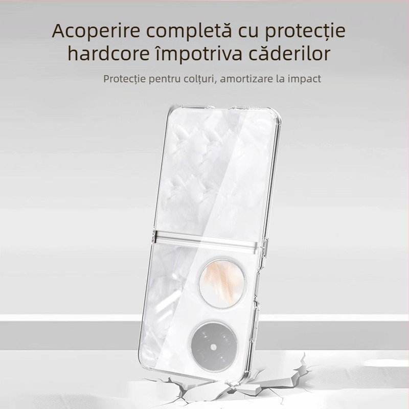 Carcasă din silicon dintr-o bucată pentru Huawei Pocket 2/S, compatibilă cu ecranul pliabil și protecția de ecran inclusă — Transparent, protecție anti-cădere completă, disipare a căldurii