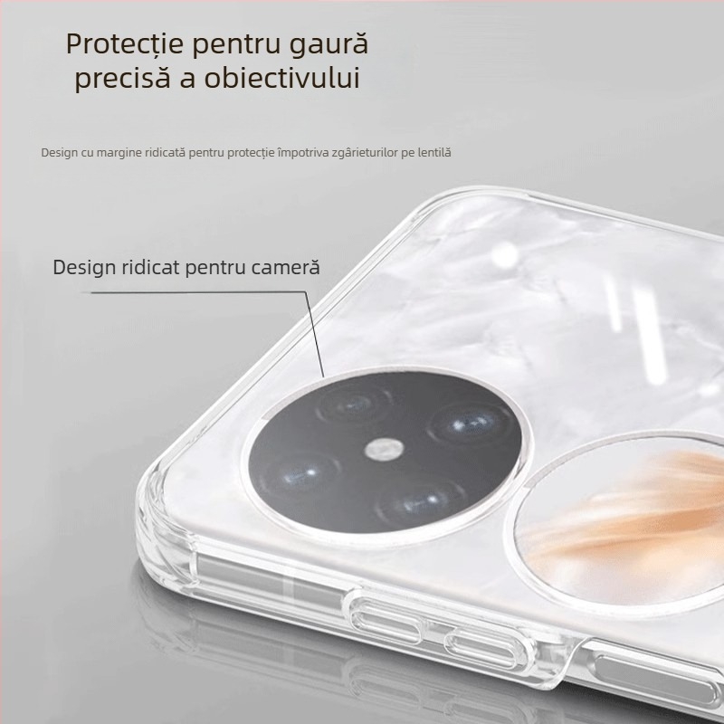 Carcasă din silicon dintr-o bucată pentru Huawei Pocket 2/S, compatibilă cu ecranul pliabil și protecția de ecran inclusă — Transparent, protecție anti-cădere completă, disipare a căldurii