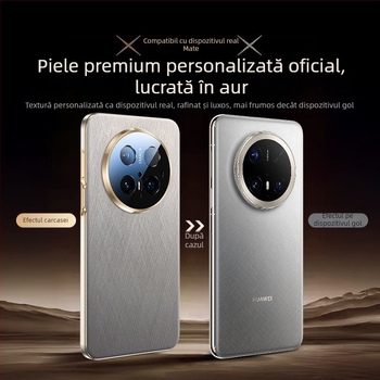Carcasă pentru telefon Huawei Mate60 Pro+ din piele simplă, finisaj electroplating, anti-amprentă, compatibilă cu Huawei, suport pentru personalizare