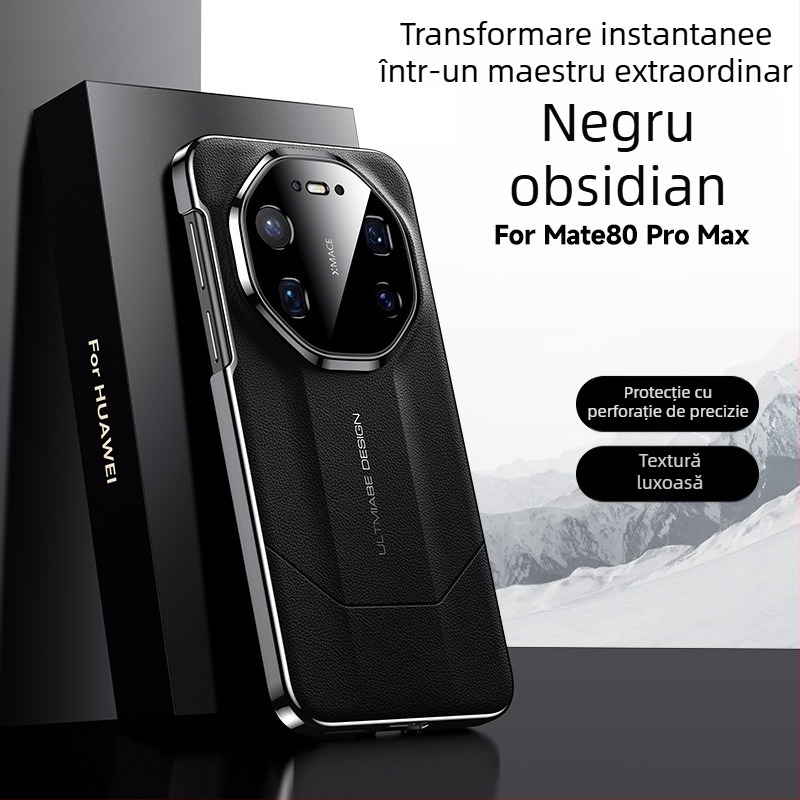 Carcasă pentru Huawei Mate80Pro din piele sintetică cu electroplating, anti-derapaj și protecție anti-cadere; stil: spate, etnic, retro și chinezesc