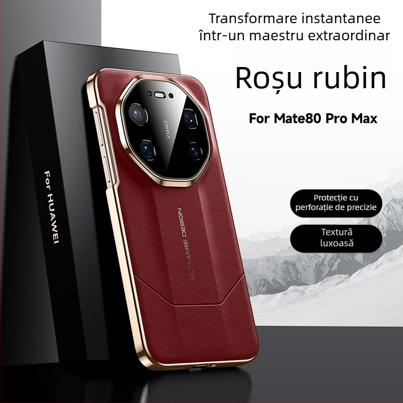 Carcasă pentru Huawei Mate80Pro din piele sintetică cu electroplating, anti-derapaj și protecție anti-cadere; stil: spate, etnic, retro și chinezesc