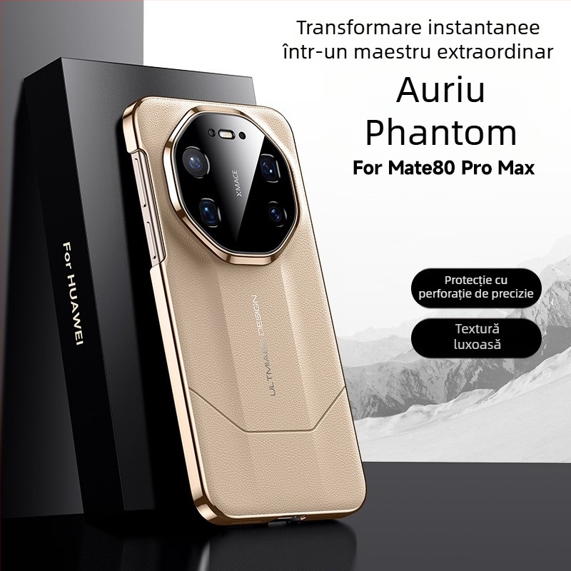 Carcasă pentru Huawei Mate80Pro din piele sintetică cu electroplating, anti-derapaj și protecție anti-cadere; stil: spate, etnic, retro și chinezesc