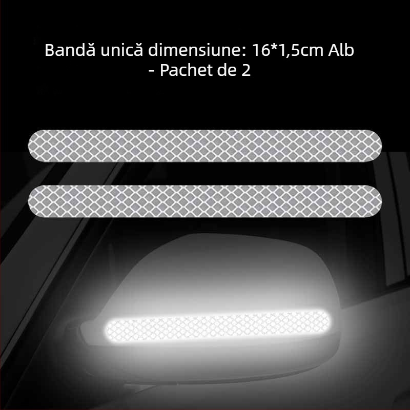Autocolant reflectorizant auto pentru caroserie și oglindă – model în linii, folie reflectivă, protecție împotriva zgârieturilor