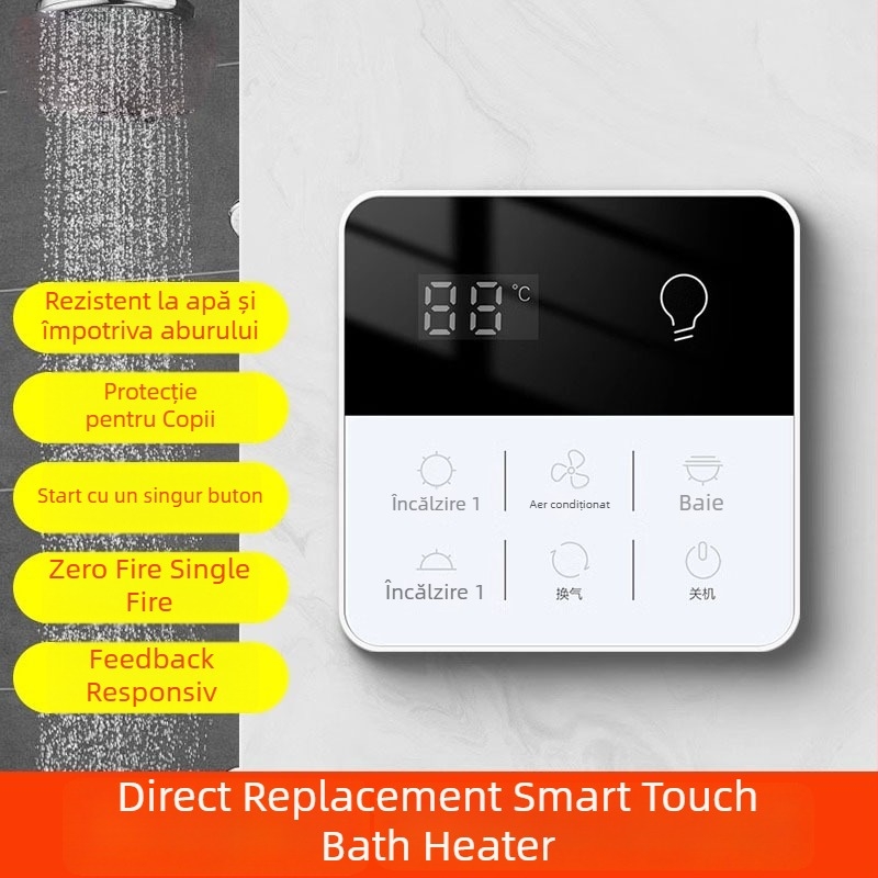 Intrerupător inteligent pentru controlul încălzirii în baie, cu panou tactil, impermeabil, 50-440V, Loose