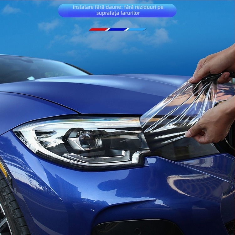 Caichen Film protector TPU pentru faruri auto și motocicletă – Far frontal, Film cu schimbare de culoare activat de lumină