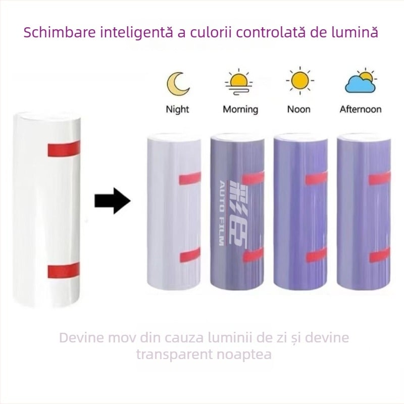 Caichen Film protector TPU pentru faruri auto și motocicletă – Far frontal, Film cu schimbare de culoare activat de lumină