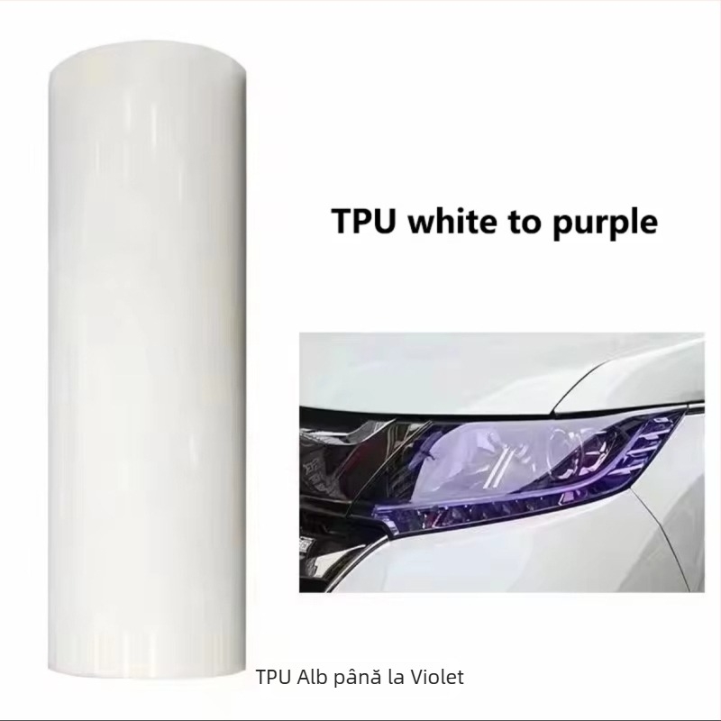 Caichen Film protector TPU pentru faruri auto și motocicletă – Far frontal, Film cu schimbare de culoare activat de lumină