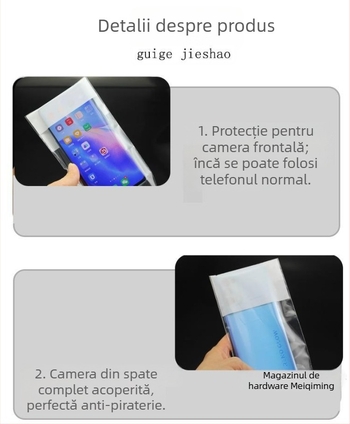Sac de unică folosință pentru telefonul mobil, cu protecție anti-cameră, capac de confidențialitate și sigilare cu adeziv