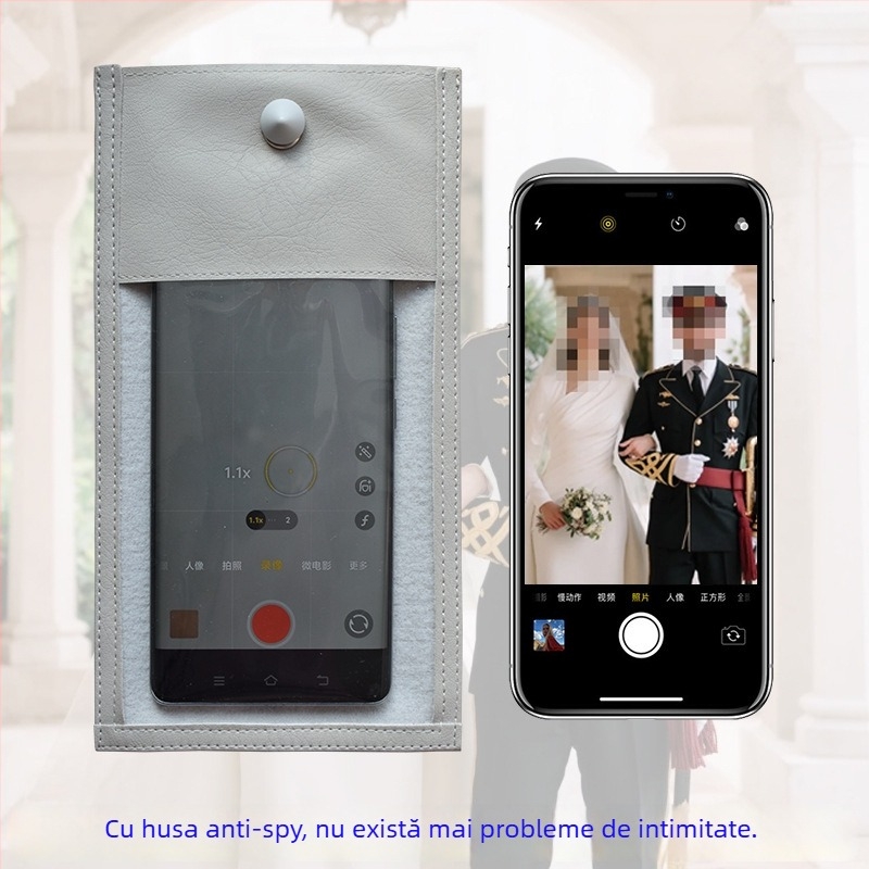 Geantă pentru telefon cu protecție anti-cameră, design dreptunghiular, PVC+PU, unisex, pentru nunți