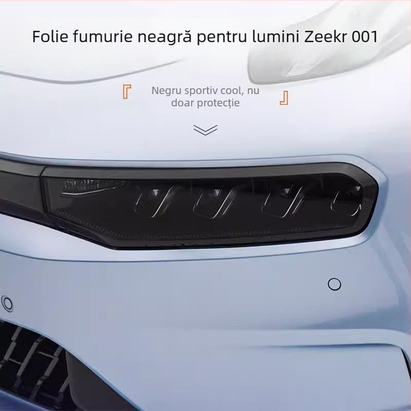 Film TPU pentru faruri și stopuri Zeekr 001 (2021–2024), negru fum, protecție antiuzură și zgârieturi, protecție pentru luminile de zi