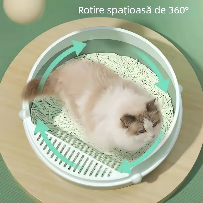 Cutie rotundă pentru nisip de pisică, din PP, design semi-închis, marca Bill